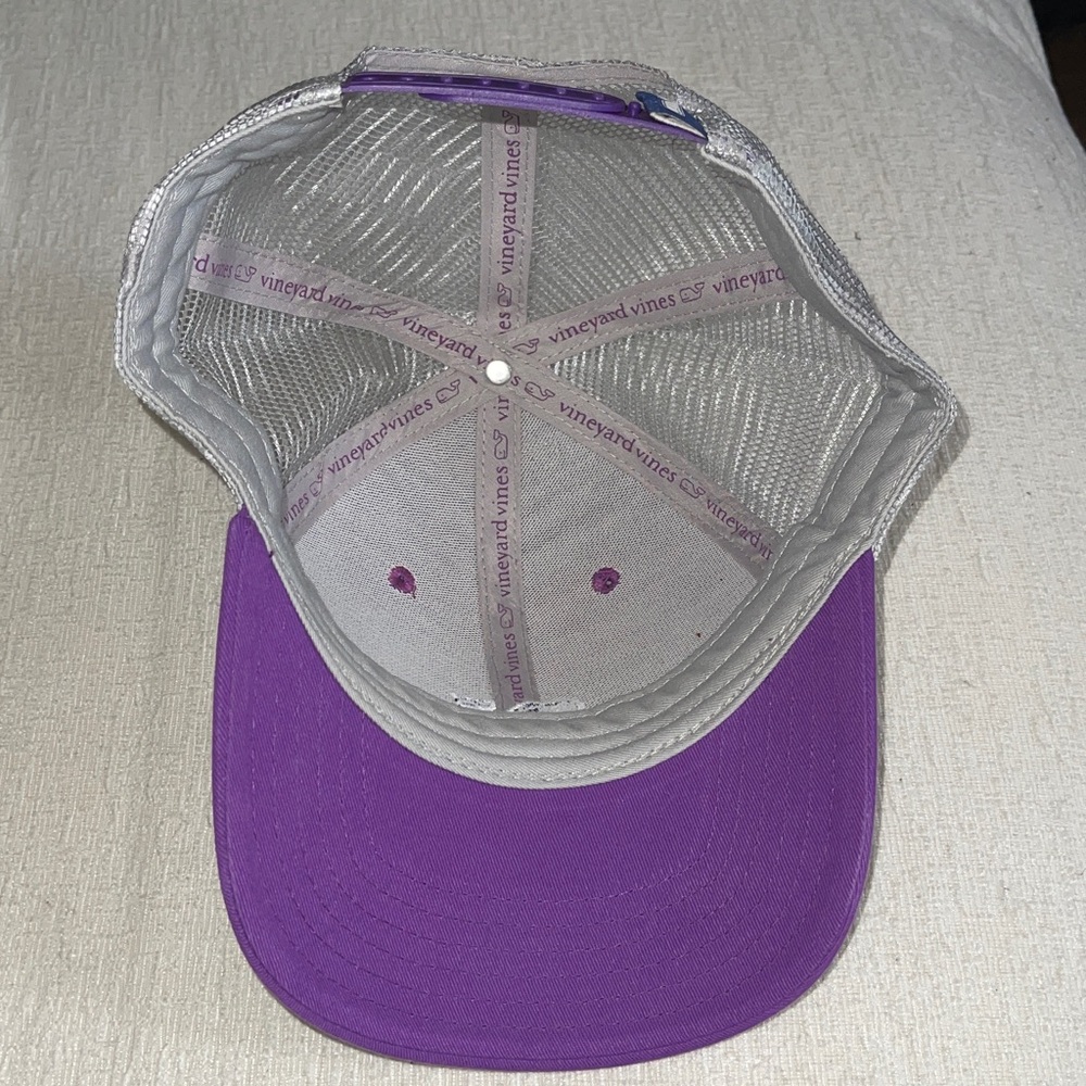 Vineyard Vines High Profile Trucker Cap in the color Eggplant. - Picture 4 of 5